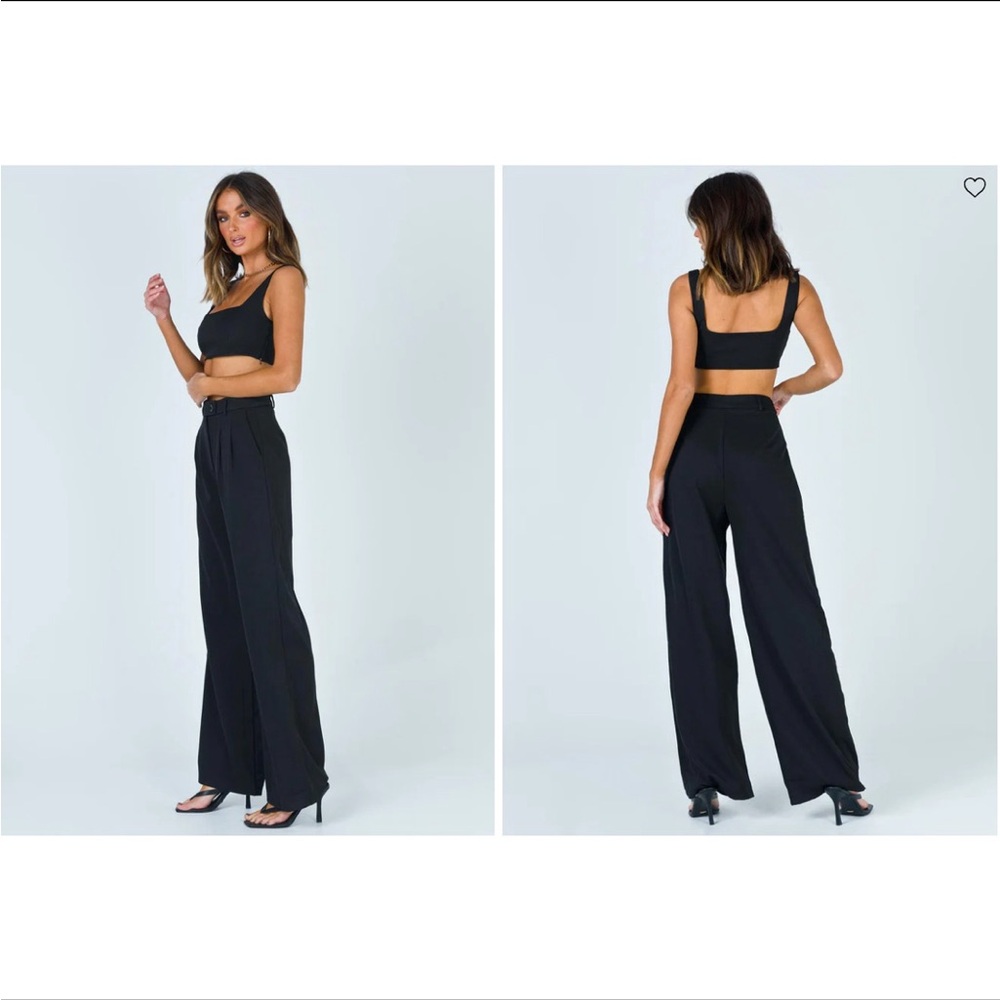 Princess Polly Black Huxley Crop Top and Pants Set